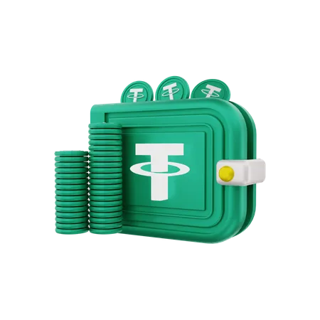 Tether crypto wallet  3D Illustration