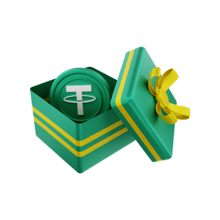 Tether gift box  3D Illustration