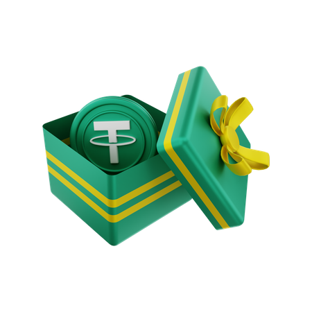 Tether gift box 3D Illustration