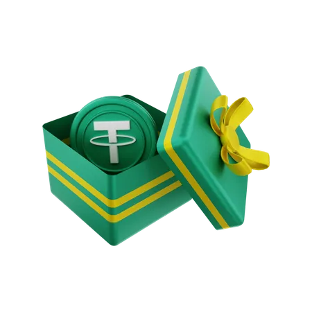 Tether gift box  3D Illustration