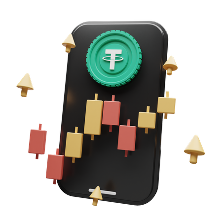 Tether Crypto App  3D Illustration