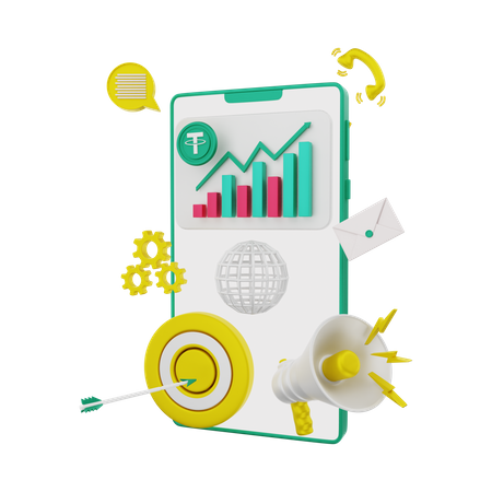 Vermarktung der Kryptowährung Tether  3D Illustration