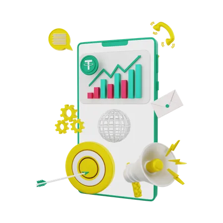 Vermarktung der Kryptowährung Tether  3D Illustration