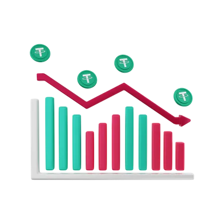 Negatives Tether-Diagramm  3D Illustration