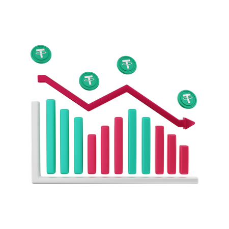 Tether negative chart  3D Icon