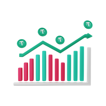 Tether positive chart  3D Illustration