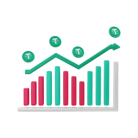 Tether positive chart  3D Illustration