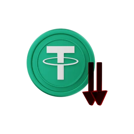 Tether price down  3D Illustration