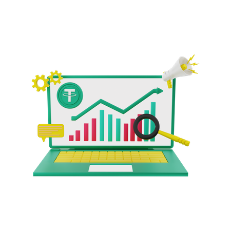 Tether profit chart  3D Icon