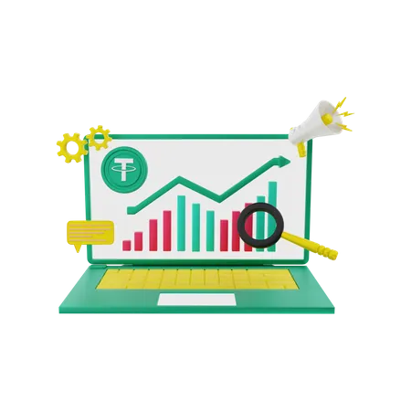 Tether profit chart  3D Illustration