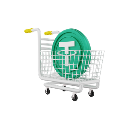 Tether shopping cart  3D Icon