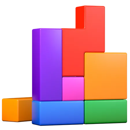 Tetris Game 3D Illustration