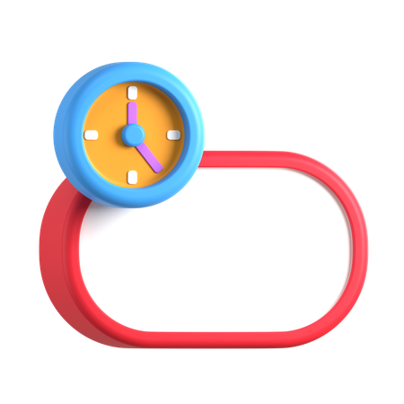 時計付きテキストボックス  3D Icon