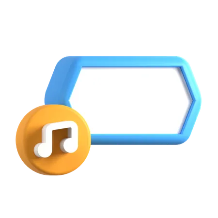 Text Box With Music Note  3D Icon