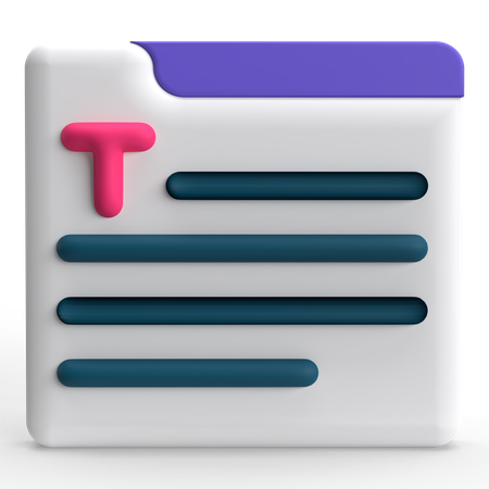 Text Line  3D Icon