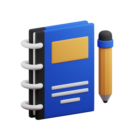 Textbook And Pencil  3D Icon