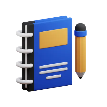 Textbook And Pencil  3D Icon