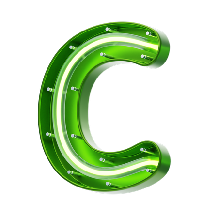 Texto de neón con forma de letra c  3D Icon