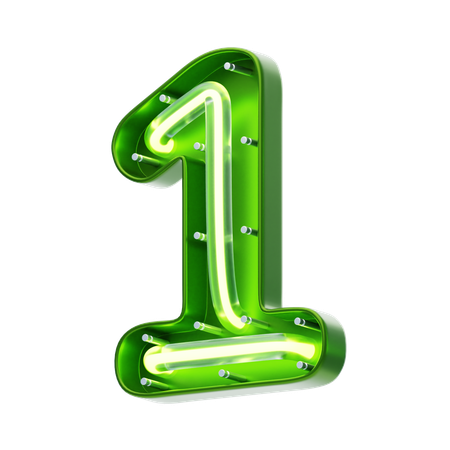 Texto de neón de forma número 1  3D Icon