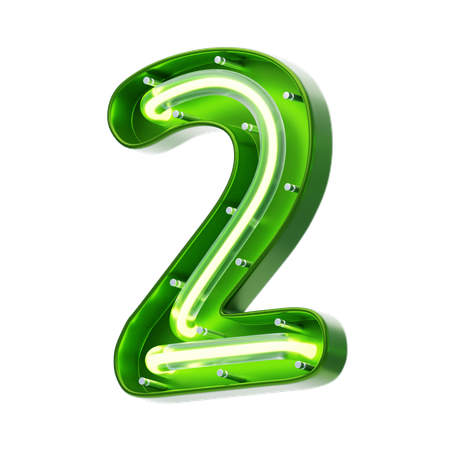 Texto de neón de forma número 2  3D Icon