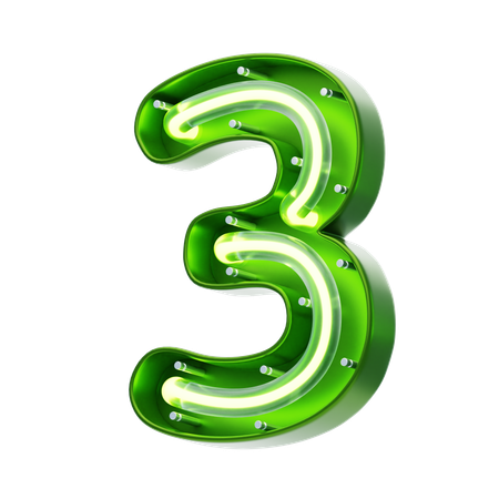 Texto de neón de forma número 3  3D Icon