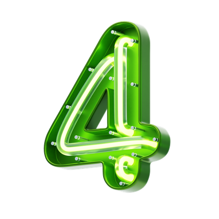 Texto de neón de forma número 4  3D Icon