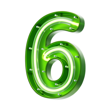 Texto de neón de forma número 6  3D Icon
