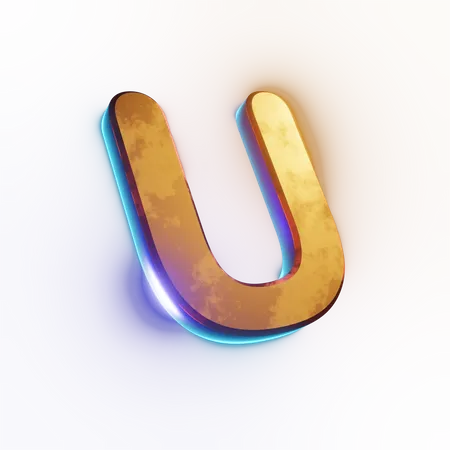 Texto con efecto de letra 'U' mayúscula  3D Icon