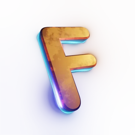 Texto de efeito de letra 'F' maiúscula  3D Icon