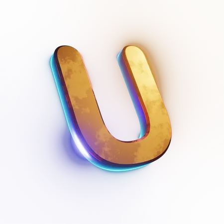 Texto com efeito de letra 'U' maiúscula  3D Icon