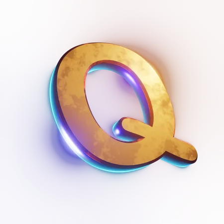 Texto de efeito de letra 'Q' maiúscula  3D Icon