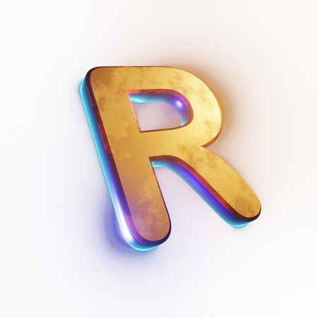 Texto de efeito de letra 'R' maiúscula  3D Icon