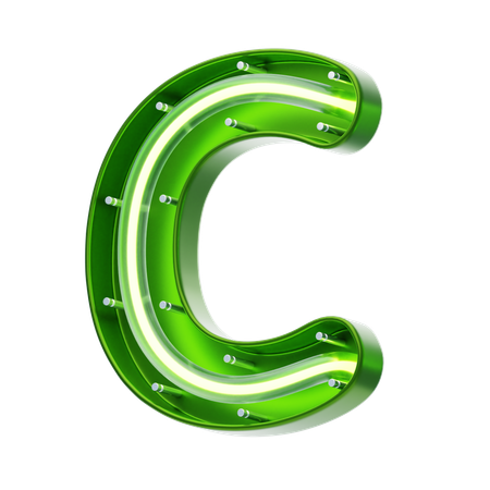 Texto neon em forma de letra c  3D Icon