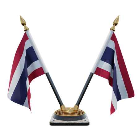 Thailand Doppel-Tischflaggenständer  3D Flag