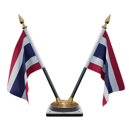 Thailand Doppel-Tischflaggenständer  3D Flag