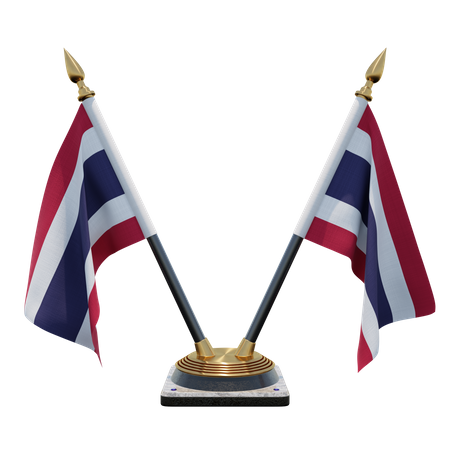 Thailand Double (V) Desk Flag Stand  3D Icon