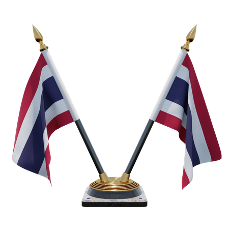 Thailand Double (V) Desk Flag Stand 3D Icon