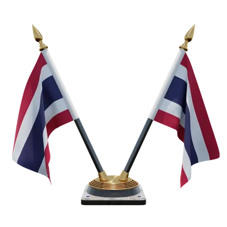 Thailand Double (V) Desk Flag Stand  3D Icon