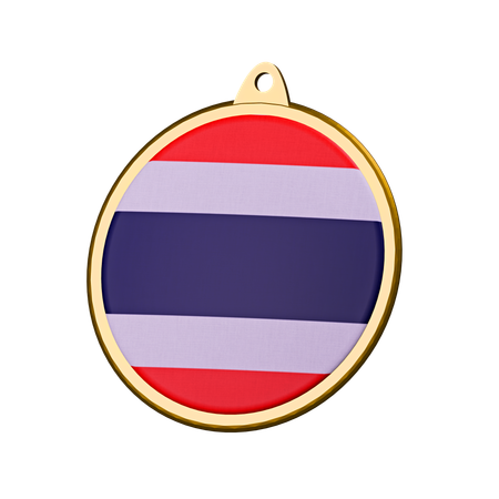 Medaillenabzeichen mit der Flagge Thailands  3D Icon