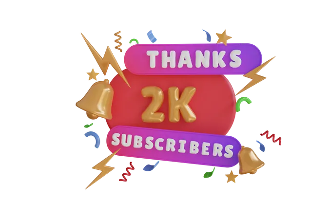 Thanks 2 K Subscribers  3D Icon