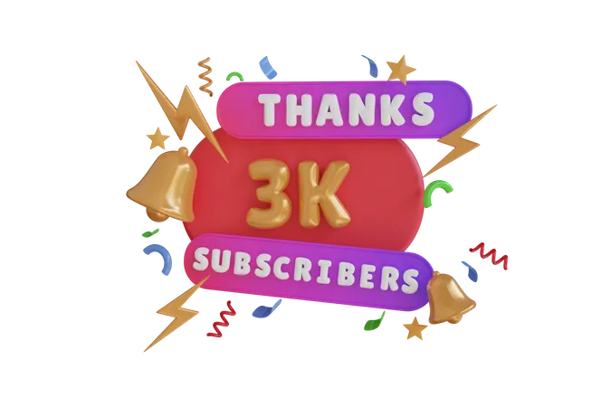 Thanks 3 K Subscribers  3D Icon