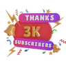 3d thanks 3k subscribers logo