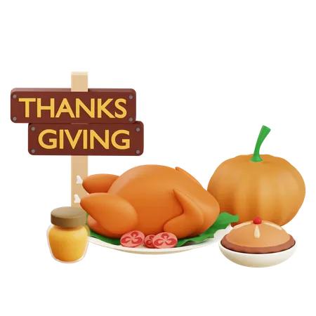3 D Thanksgiving Icon Illustration 3D Icon