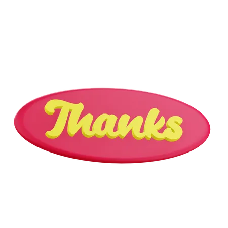 3 D Thanks Sticker Text With Transparent Background 3D Icon