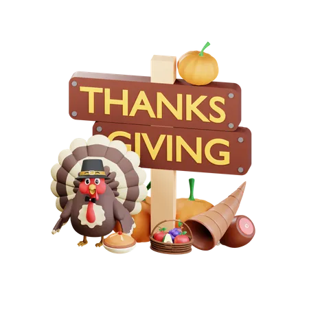 3 D Thanksgiving Turkey Chicken Illustration 3D Icon