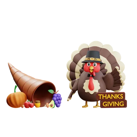 Thanksgiving Cornucopia  3D Icon