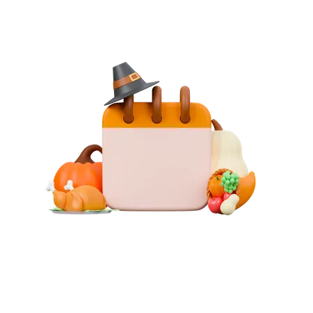 Thanksgiving Day Calendar 3 D Icon 3D Icon