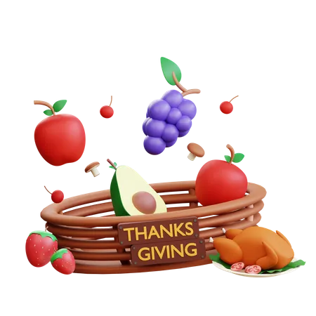 Thanksgiving Fruit Basket  3D Icon