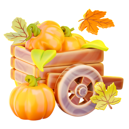Thanksgiving Pumpkin Cart  3D Icon