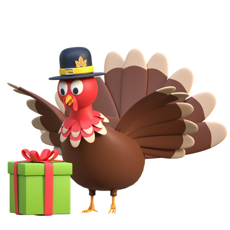 Thanksgiving Turkey Gift Box  3D Icon